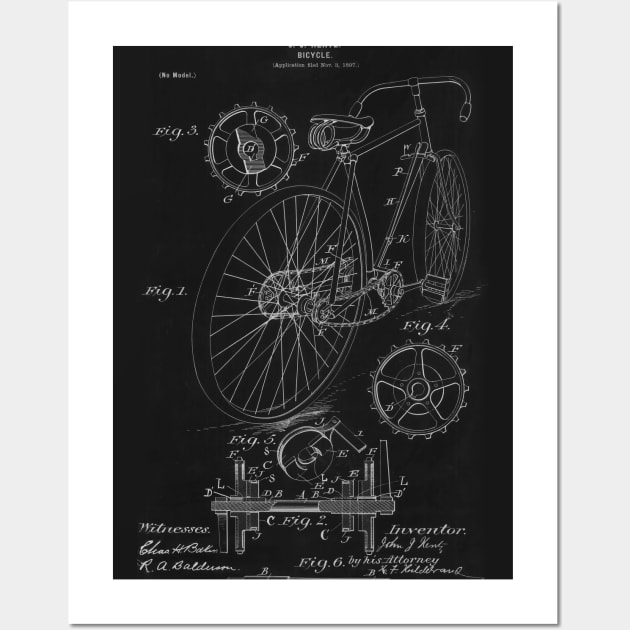 1899 Bicycle Blueprint Drawing Wall Art by LittleBean